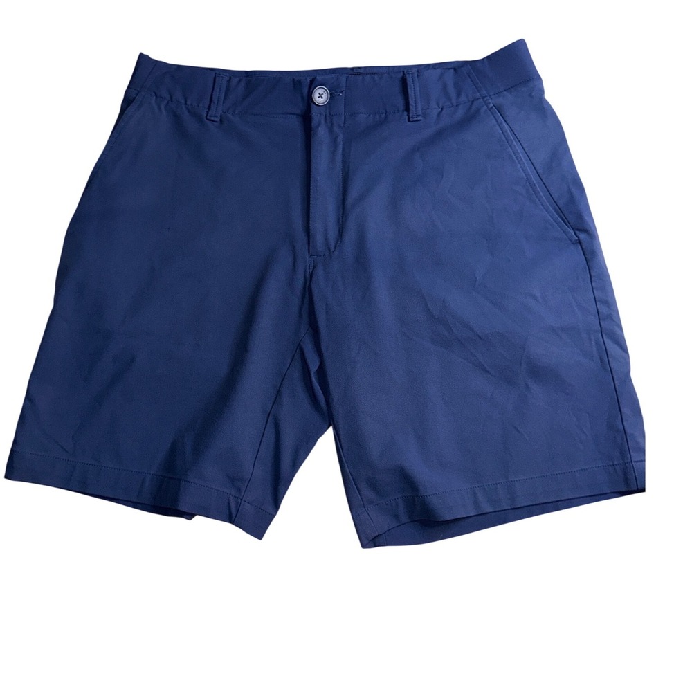 Under Armour Golf Shorts 36 Navy Blue HeatGear Flat Front Performance Mens